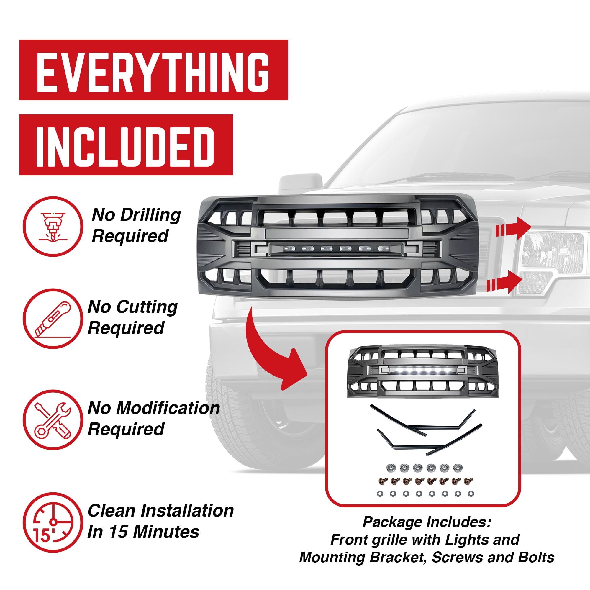 AMERICAN MODIFIED Armor Grille w/Off Road Lights for 2009-2014 Ford F150