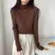 thumbnail image 1 of Ribbed Mockneck Sweater for Women Pullovers Knitted Long Sleeve Plain Jumper Teen-girl Fall Winter Basic Outfit, 1 of 5