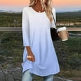 thumbnail image 2 of Hueook Boho Tops for Women Fashion 3/4 Sleeve Long Top with Curved Bottom Light Blue 2X, 2 of 6