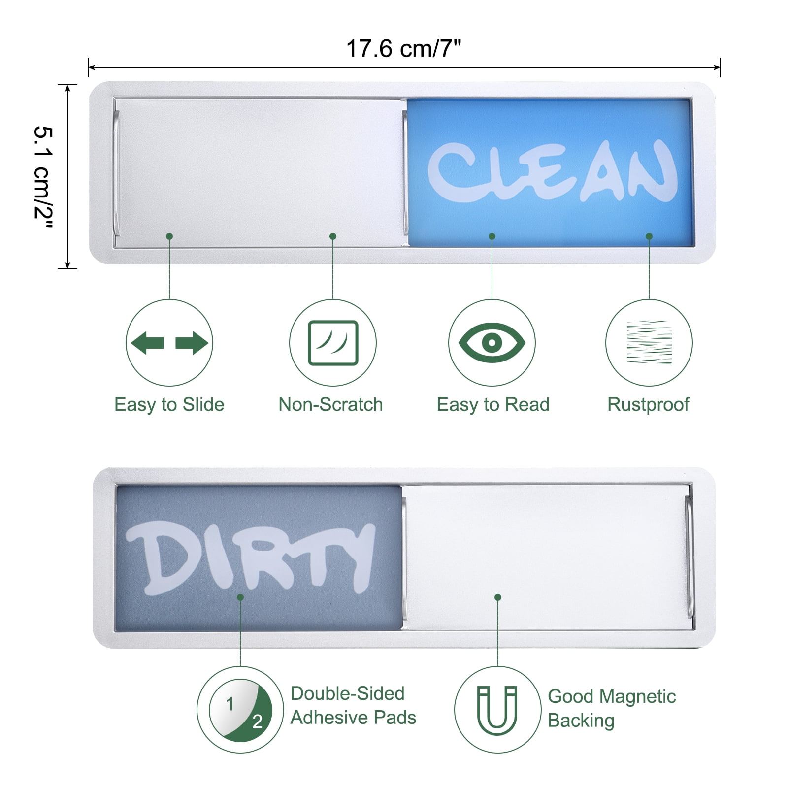 Unique Bargains Dishwasher Magnet Clean Dirty Sign Blue/Gray Sign Silver