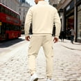 thumbnail image 4 of Men’s Quarter Zip Pullover Sweatshirt and Cargo Jogger Pants Two Piece Set Casual Long Sleeve Tracksuit, 4 of 5