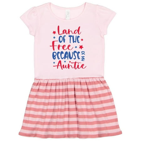 

Inktastic Memorial Day Land of The Free Because Of My Auntie Gift Toddler Girl Dress