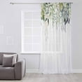 thumbnail image 3 of Eucalyptus Leaves Semi Sheer Curtains Drapes for Living Room, Bedroom, French Doors Window 96 Inches Long, Watercolor Spring Summer Botanical Rod Pocket Chiffon Curtain Drapery Voile Draperies Panel, 3 of 6