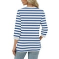 thumbnail image 5 of Womens Stripe Print Color 3/4 Sleeve Round Neck Pullover Fashion Blouses Top Casual Crew Neck Loose Shirt Tops Blouses for Women, 5 of 6