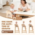 thumbnail image 4 of Robud Wooden Adjustable High Chair for Baby & Kids, Multifunctional Toddler Chair with Safety Belt, Convertible to Study Desk Chair, 6 Months to Teen Years, 40kg Capacity, 4 of 9