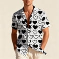 thumbnail image 5 of Men's Valentine Heart Shirt Short Sleeve Button Down Print T-Shirt White XL, 5 of 6