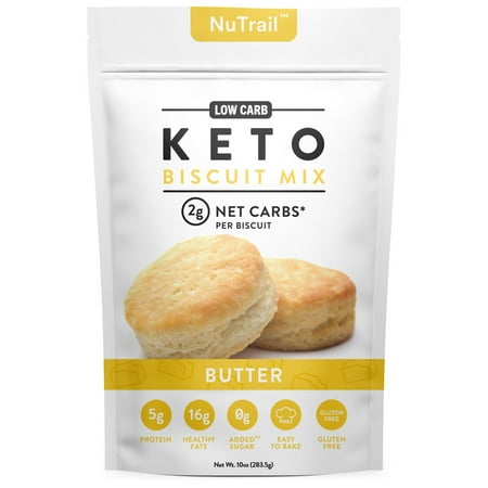 NuTrail - Keto Biscuits Mix - Low Carb Food - Easy to Bake - Perfect for Breakfast - Only 2g Net Carbs (Butter) (11.3 oz)