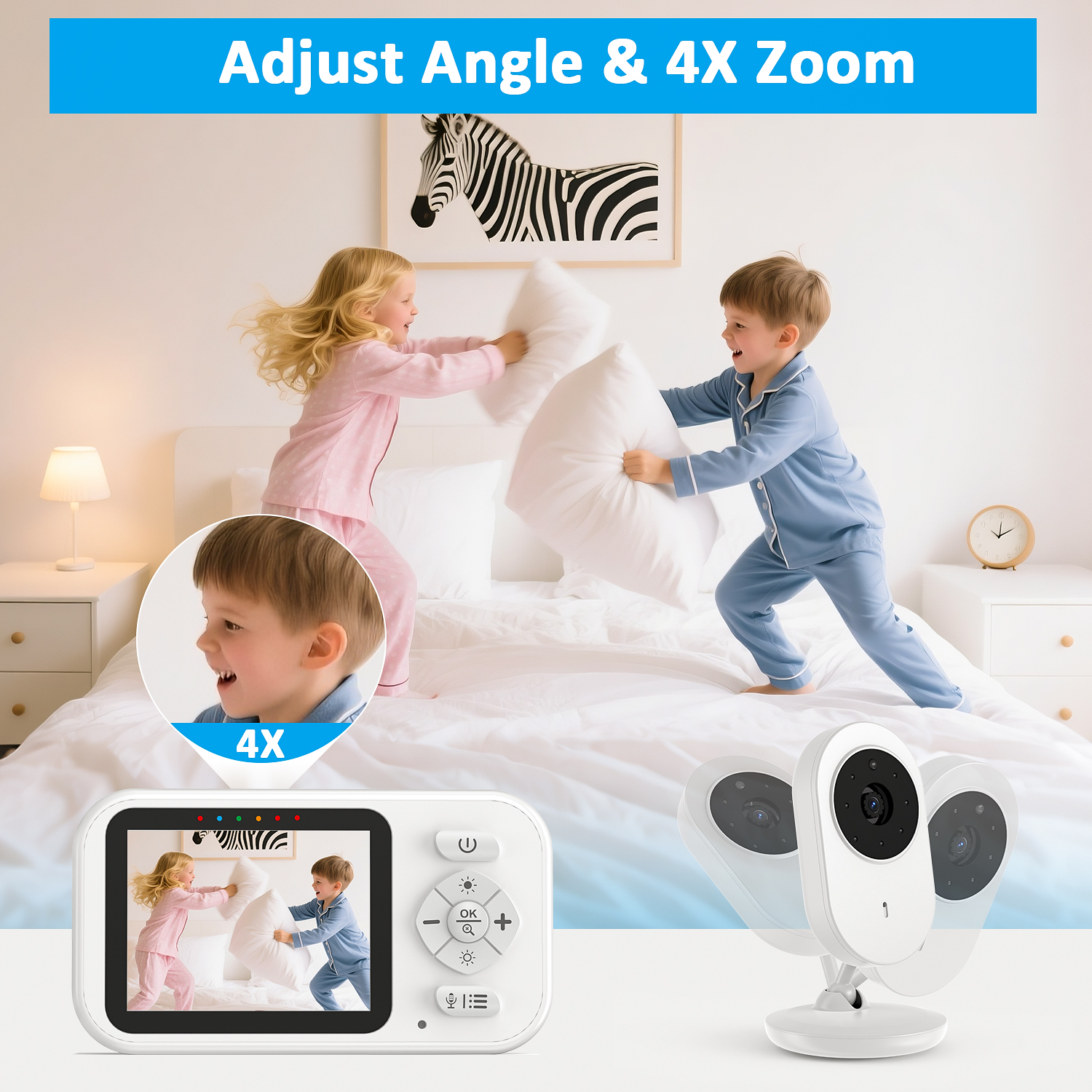 Askmuse 2.8" Baby Monitor with Camera and Audio, No WiFi Portable Baby Camera Monitor with Night Vision, VOX, Two-Way Talk, 6 Lullabies, Temperature Sensor, Plug and Play, for Travel, Room, Pet