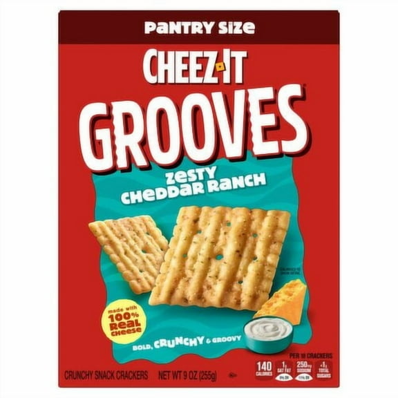Cheez-It Grooves Cracker Chips Crispy Zesty Cheddar Ranch 9 oz