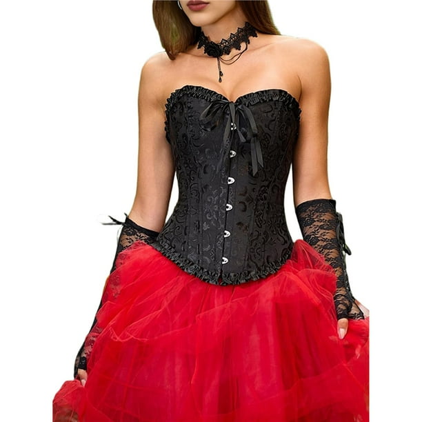 Tops de Corsé para Mujer, Lencería Moldeadora con Bustier, Body Push Up con Cintura de Encaje Negro 4XL