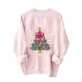 thumbnail image 2 of Womens Tops Plus Size Christmas Printed Long Sleeved Round Neck Off Shoulder Sweatshirt Pink10 M, 2 of 6