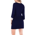 thumbnail image 3 of Hanerdun Women 3/4 Sleeve Cotton Robe Female Lace Wrap Bathrobe Nightwear, Navy XL, 3 of 6