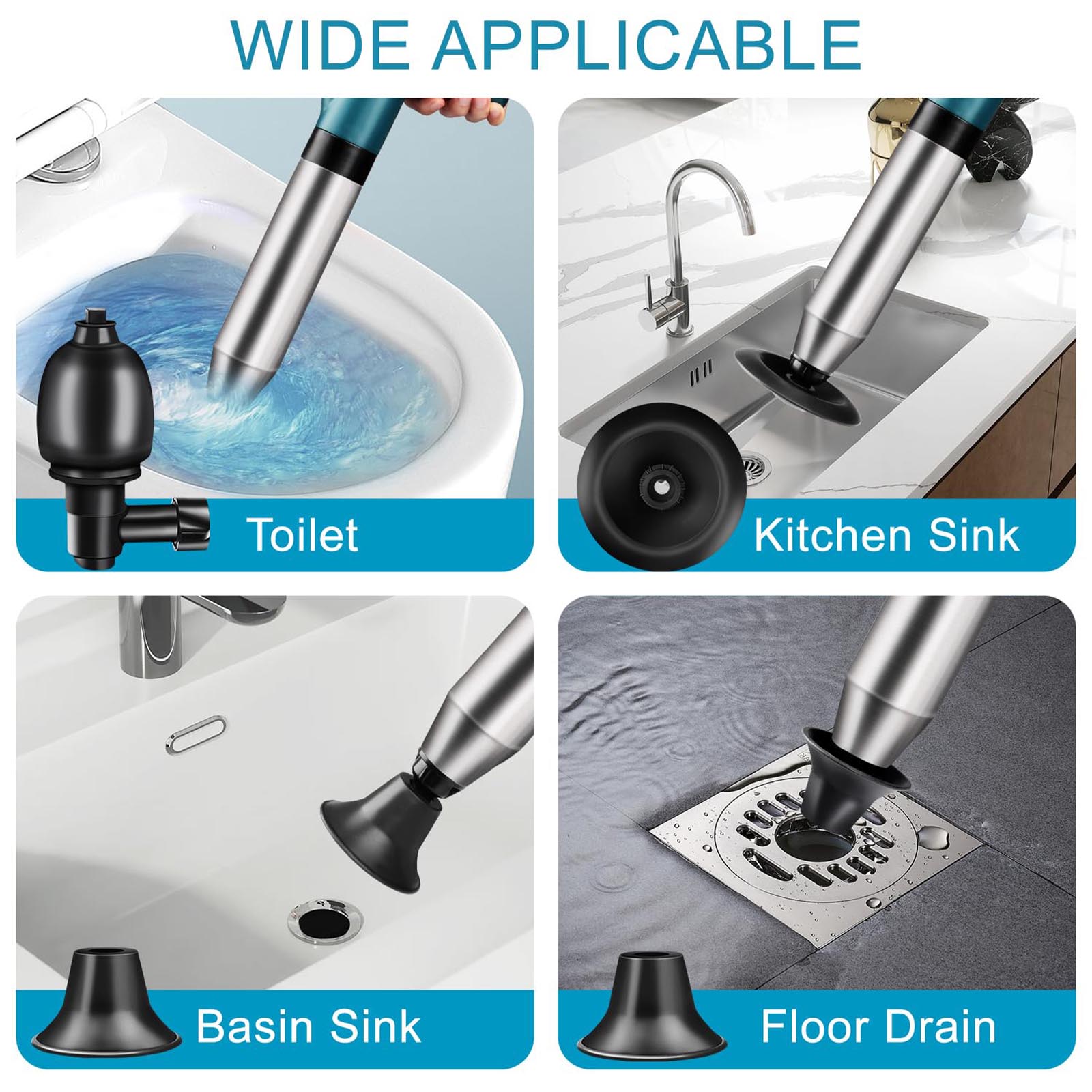 ZEKURAPA Air Drain Blaster Toilet Plunger with Pressure Display photo 5
