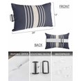 thumbnail image 3 of Pack of 4 Outdoor Lumbar Pillow Covers 12x20 Inch, Beige Striped Waterproof Throw Pillow Covers Set, Midnight Blue Geometric Simple Retro Indoor&Outdoor Decorative Cushion Cases for Patio Porch Car, 3 of 7