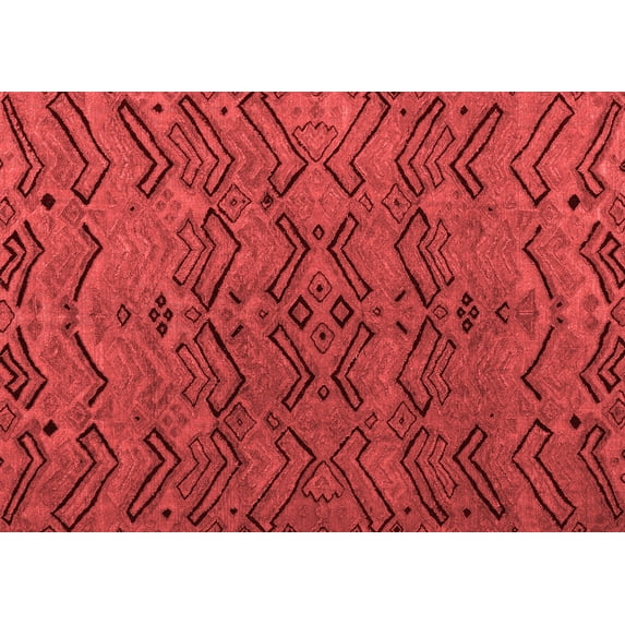 Ahgly Company Indoor Rectangle Abstract Red Modern Area Rugs, 2' x 4'