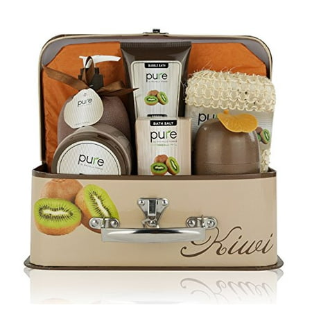 Gift Baskets Canada Spa - Pure! Spa in a Basket -Natural Spa Kit Best Gift Set for Women (Kiwi)