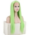 thumbnail image 3 of DOPI Women's Fashion Front lace Wig Gree Synthetic Hair Long Wigs Wave straight Wig, 3 of 3
