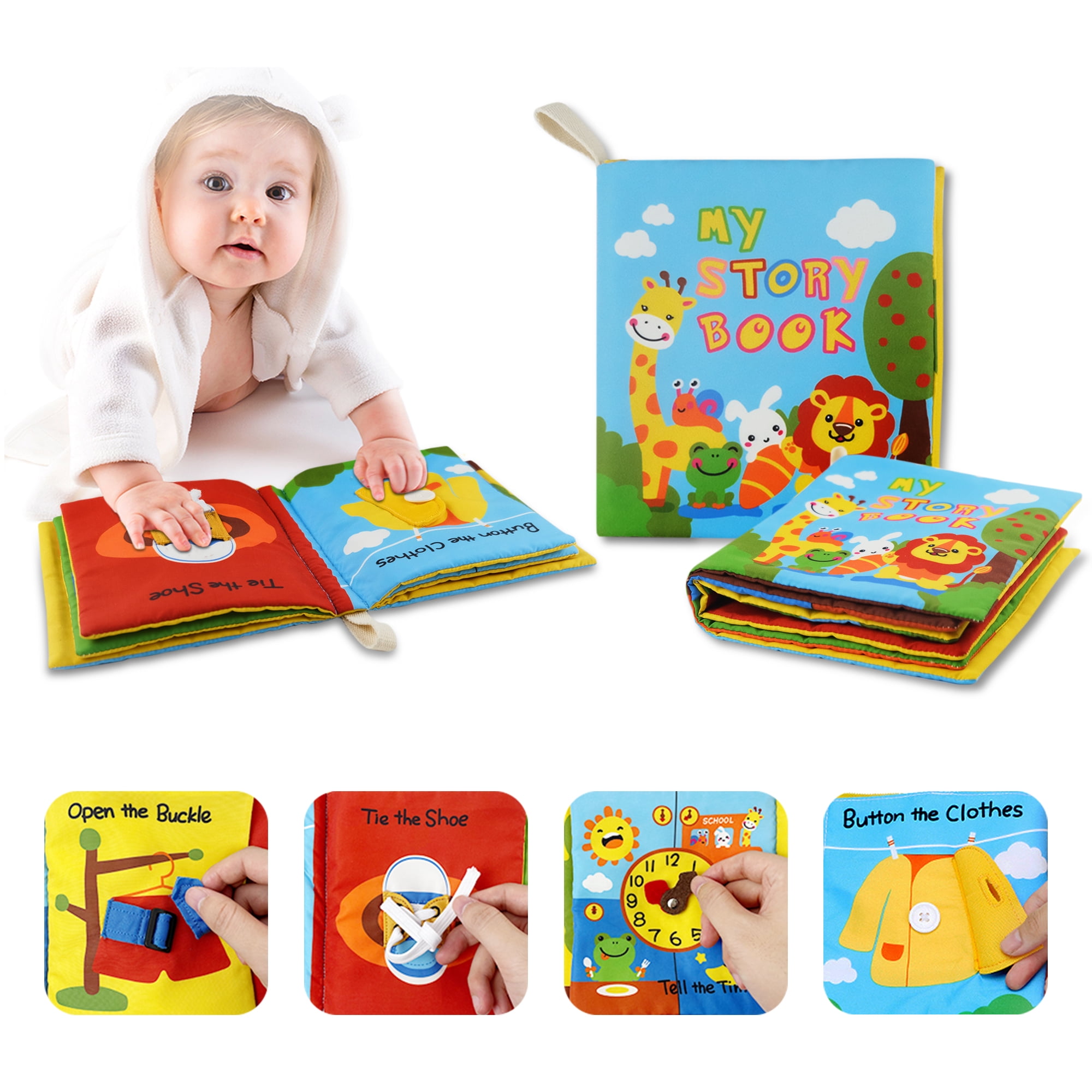 Soft fabric Baby Children Intelligence development Squeaky Picture Cloth Book 1T 