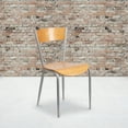 thumbnail image 2 of Flash Furniture 2 Pack Invincible Series Silver Metal Restaurant Chair - Natural Wood Back & Seat, 2 of 8