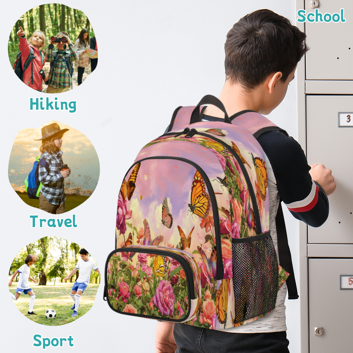 Herdesigns Flower Butterfly Laptop Backpack for Women Men, Work Computer Backpacks, 18.3 Inch Large Computer Nurse Teacher Bags Travel Casual Daypack