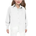 thumbnail image 2 of ATOGUTA Girls Button Down Shirts Size 5T-14 Long Sleeve Collared Blouses with Pocket Cute Pullovers Tops White, 2 of 6