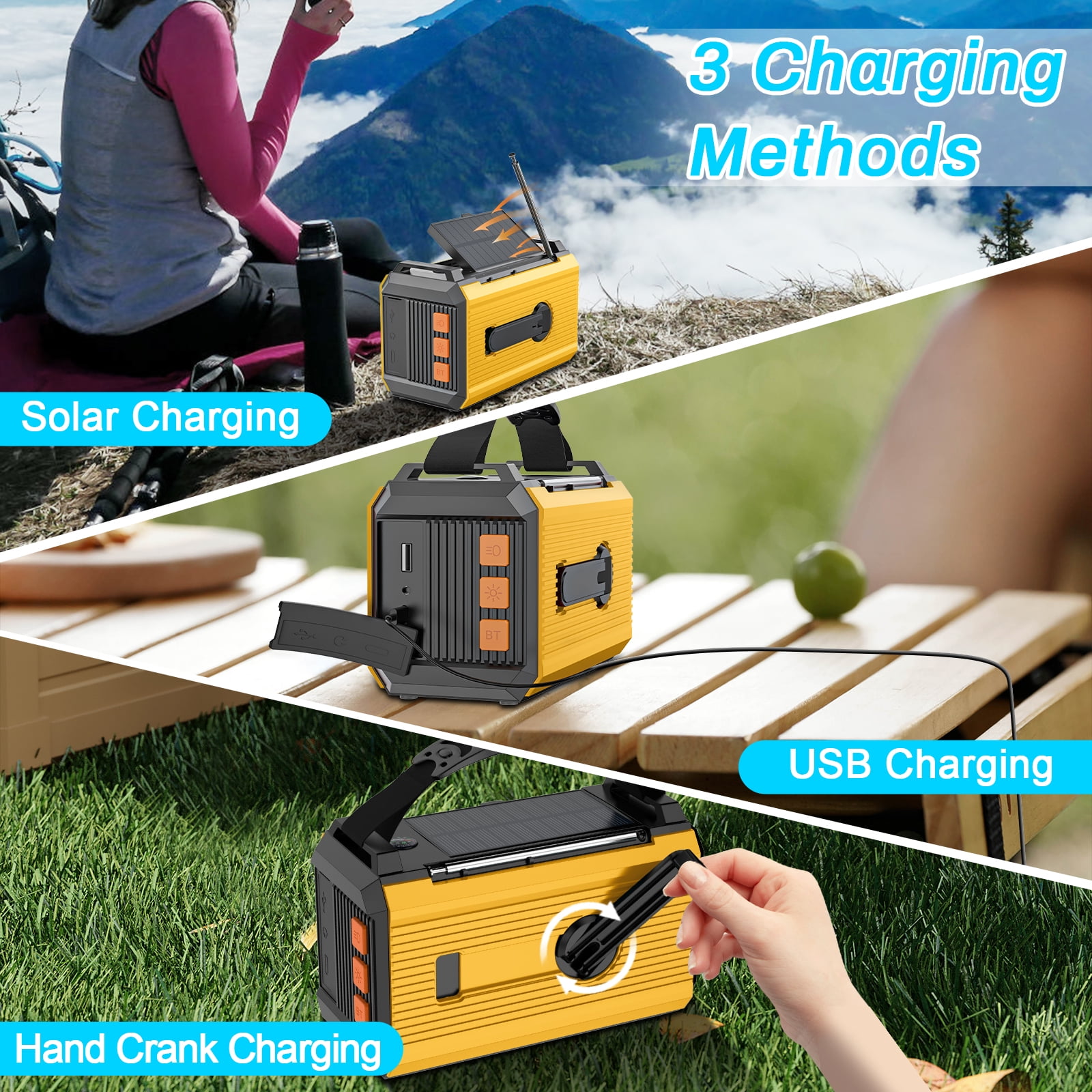 JOUALY 20000mAh Emergency Radio,Hand Crank Weather Radio with Battery Powered and Fast Charging, NOAA/AM/FM Portable Solar Radio with SOS Alert Flashlight, Outdoor Survival Gear