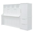 thumbnail image 6 of Queen Size Murphy Bed with Closet and Drawers, Wall Bed with Built-in Top Shelf, Can Be Folded Into A Cabinet, for Guest Room Small Room, Space Saving & No Box Spring Needed, White, 6 of 9