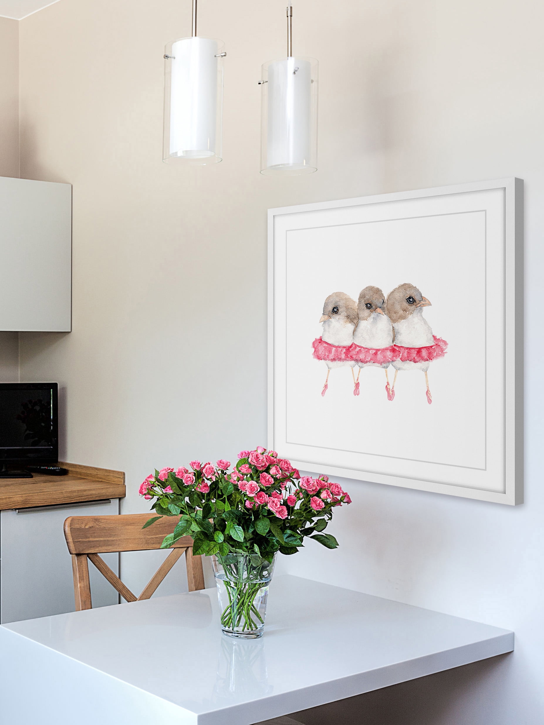 "Ballerina Birds" Framed Painting Print