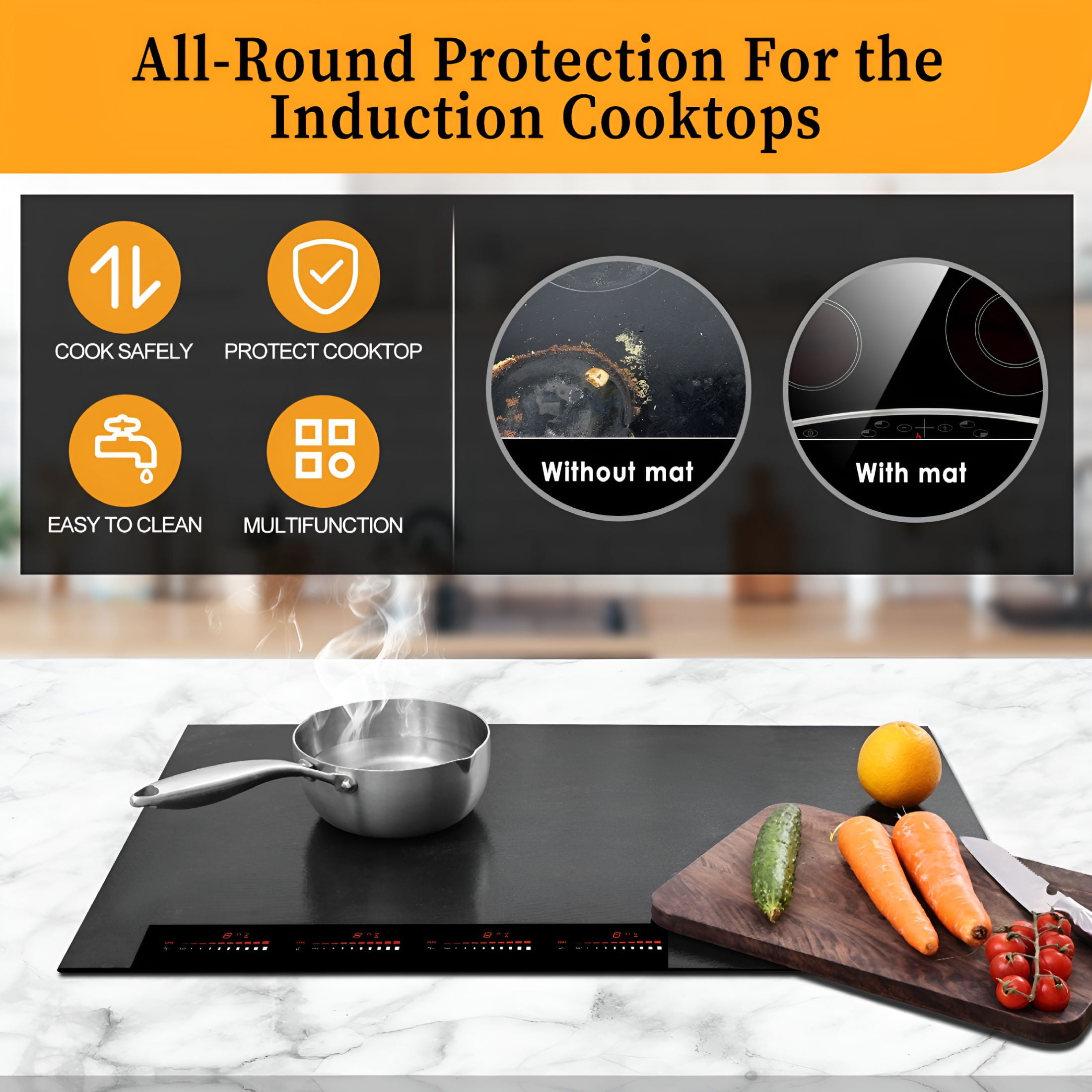 HIBIBUD 2026 New Large Induction Cooktop Protector Mat 21.2X35.4",Magnetic Electric Stove Covers Antistrike Glass Top Stove Cover,Silicone Induction Cooktop Mat for Electric Stovetop