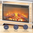 thumbnail image 4 of BALUS Electric Fireplace TV Stand for TVs up to 70”, Mirrored TV Stand, with 7 Colors LED Light, Living Room Mirror Furniture, Silver TV Console Table Media Entertainment Center with Storage Cabinet, 4 of 8