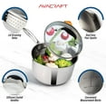 thumbnail image 2 of AVACRAFT Multipurpose Stainless Steel Saucepan with Glass Lid, 1.5 Quart, Two Side Spouts, Ergonomic Handle, 2 of 6
