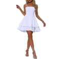 thumbnail image 2 of INSPIRE CHIC Spaghetti Straps Dress for Women's Backless Bow Tiered Ruffle A-Line Mini Party Dresses XS White, 2 of 6