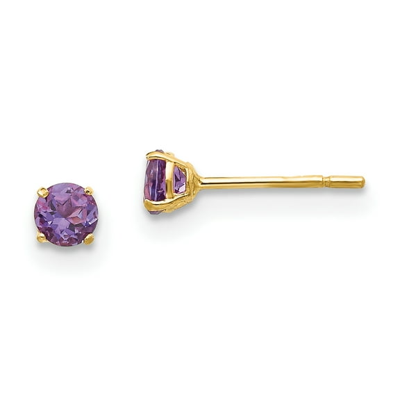 Madi K 14k  Round Amethyst 3mm Post Earrings
