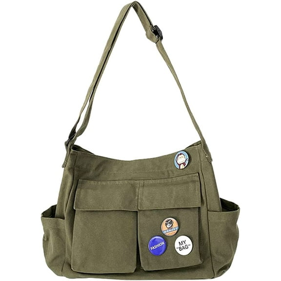 CoCopeaunts Women Canvas Hobo Crossbody Bag Large Shoulder Tote Bag Casual Messenger Bag with Multiple Pockets