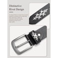 thumbnail image 7 of Maikun Men's Belts Black Punk Belts with X & Flame Metal Rivet for Casual Belts, 7 of 7