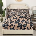 thumbnail image 3 of Leopard Bed Sheets Set Queen Brown Cheetah Sheet Set for Youth,Romantic Sheets,Safari Animal Skin Flat Fitted Sheet with 2 Pillowcases Bedroom Decor, 3 of 5