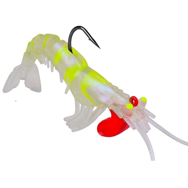 Cebo de camarón de pesca luminoso 7,3 cm 6g señuelos de trucha de gancho único suave (estilo B)