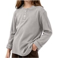 thumbnail image 6 of Acaics Girls' Long-Sleeve Layering T-Shirt: Fall Solid-Color Lightweight Modal Long-Sleeve Crew-Neck Top, Ages 0–15, 6 of 10
