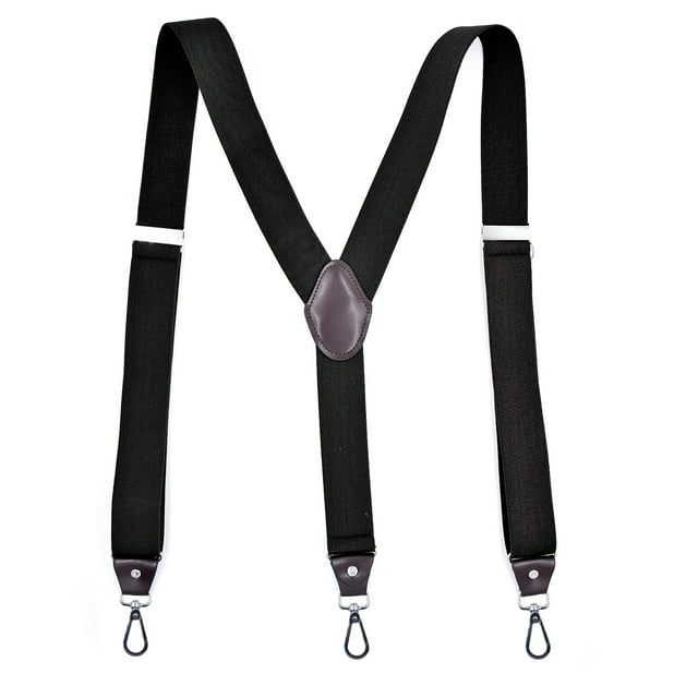 Hook Suspenders for Men Swivel Hooks 1.38 Inch Adjustable Elastic Retro