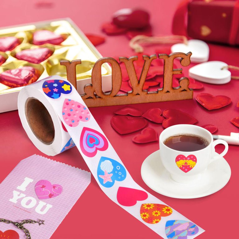 Miss Fantasy Valentine Heart Stickers Bulk for Kids Adults, Cute Happy Valentines Day Stickers for Water Bottle/Crafts/Envelopes/Teachers/Classroom