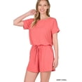 thumbnail image 3 of TheLovely Women & Plus Short Sleeve Romper with Elastic Waist & Keyhole Back Summer Loungewear, 3 of 5