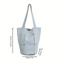 thumbnail image 3 of Fashion Denim Bucket Bag, Colorful Button Decor Shoulder Bag, Aesthetic Plaid Pattern, 3 of 5
