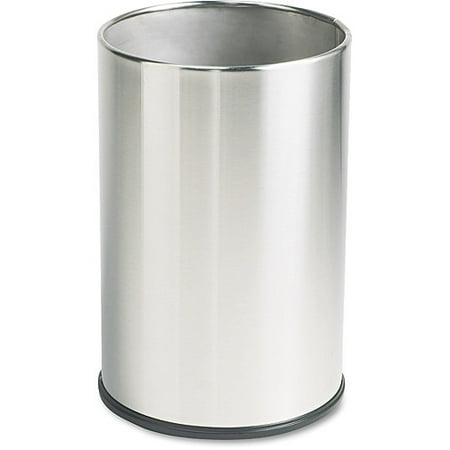 Rubbermaid Commercial European & Metallic Series Round Satin Stainless Wastebasket, 5 gal