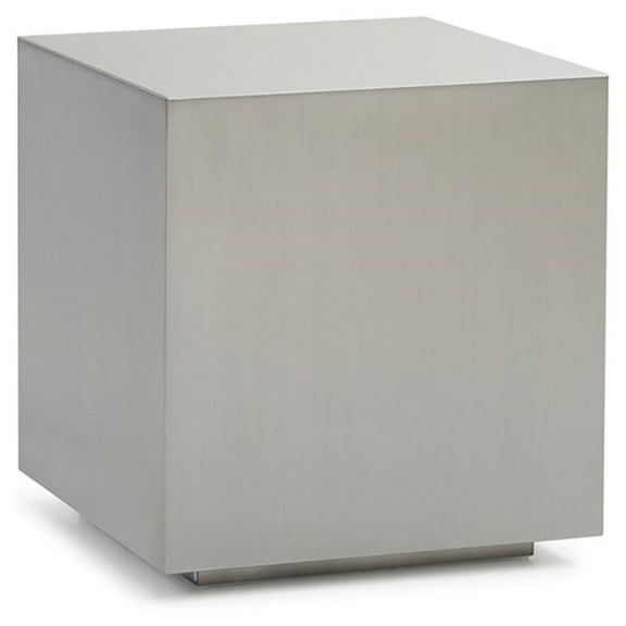 Limari Home Anvil Cube Modern Brushed Stainless Steel End Table in Gray Finish