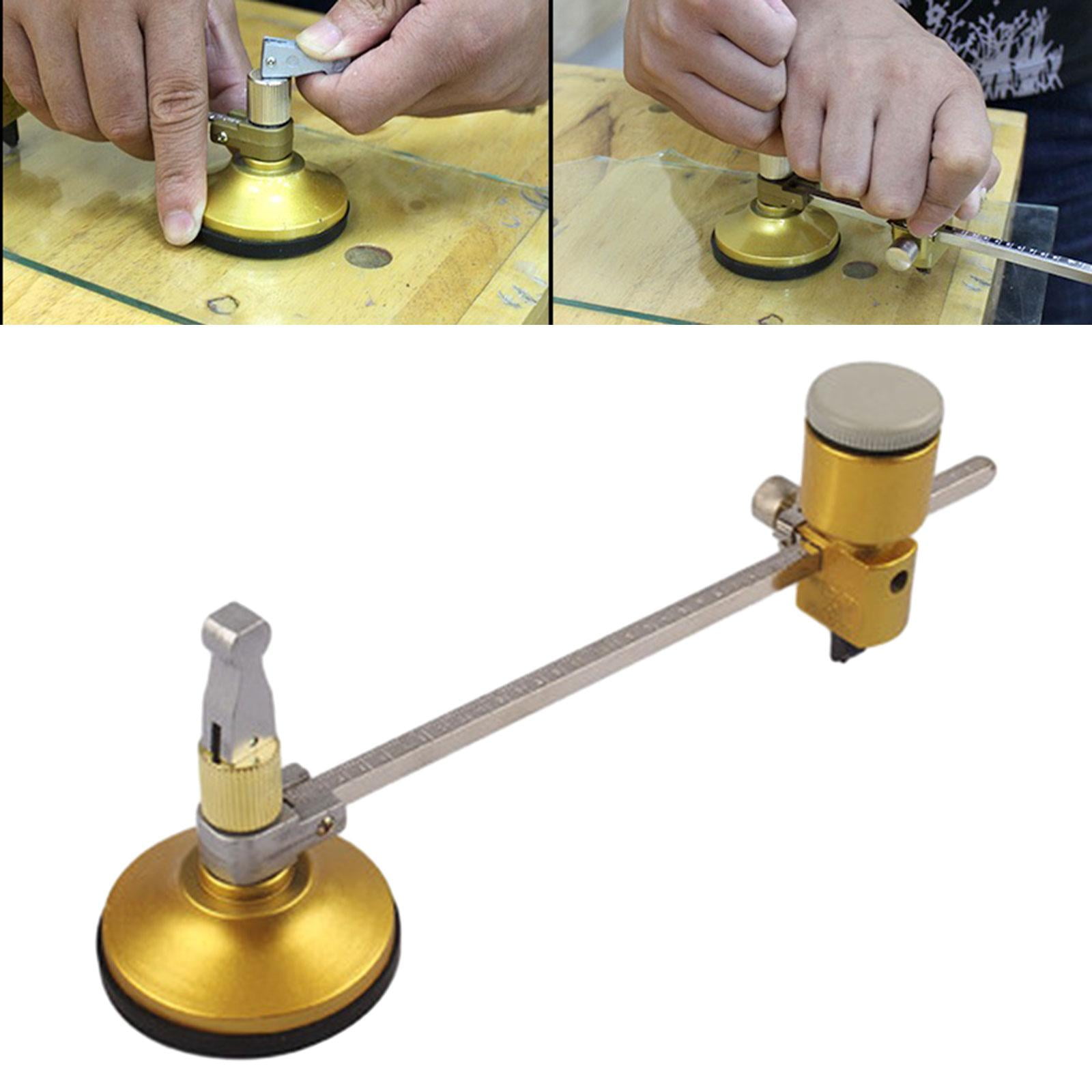 FVDPWYE Circular Glass Cutter, Glass Cutting Tool Cutting Wheels with Handle and Suction Golden