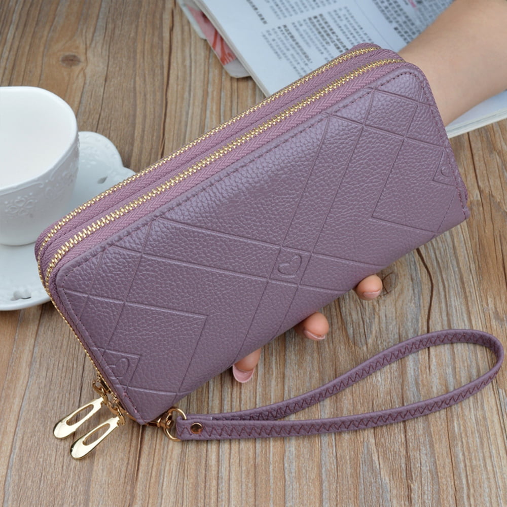 Woman PU Material Wallet with Removable Wrist Strap Large Capacity Purse  for Girls Ladies Shopping Dating