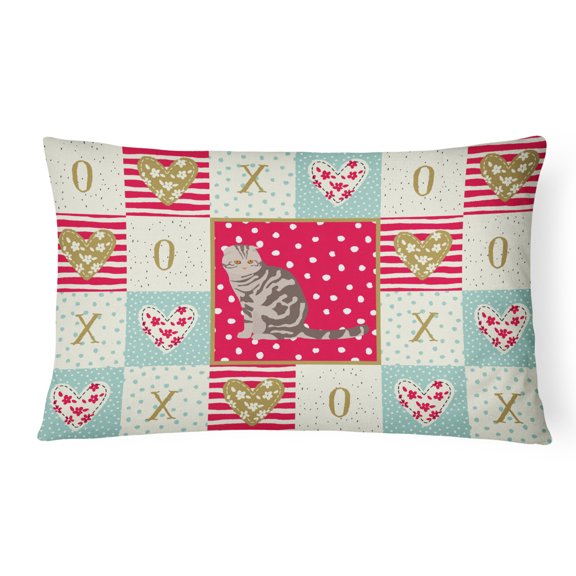 Carolines Treasures CK5762PW1216 Foldex Exotic Fold Cat Love Canvas Fabric Decorative Pillow, 12H x16W, multicolor