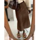 thumbnail image 2 of Falda de pana para otoño/invierno, cintura alta, adelgazante, abertura lateral, estilo suave, longitud media, falda tipo A para mujer, 2 of 5