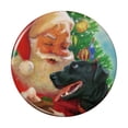 thumbnail image 1 of Christmas Holiday Santa and Black Lab Labrador Dog Pinback Button Pin, 1 of 5