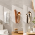 thumbnail image 6 of Dongrere Wall Mount Clear Plastic Utensil Holder, Kitchen Cutlery Organizer for Fork Spoon Knife, Transparent Caddy for Cabinet Door Pantry, M Size, 6 of 7